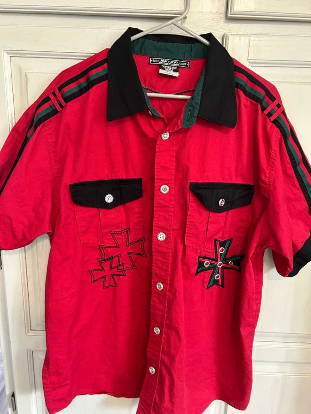 Vintage Y2K Bare Fox Graphic Print Button Down Sz 2XL Shirt Short Sleeve
